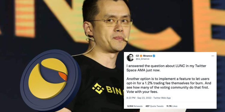 cz lunc 2209254 | 動區動趨-最具影響力的區塊鏈新聞媒體 CZ談LUNC引眾怒!急聲明:幣安會給所有人1.2%燒幣選項、釋交易投票規則