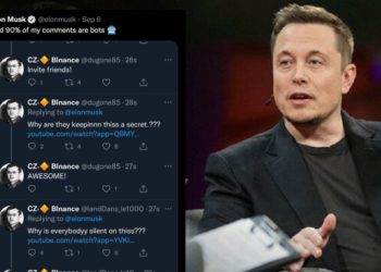 馬斯克截圖推特超多「假趙長鵬」，抱怨：我9成留言都是機器人