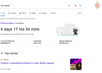 Google 搜尋提供「以太坊合併」倒數計時！顯示距離不到 5 天