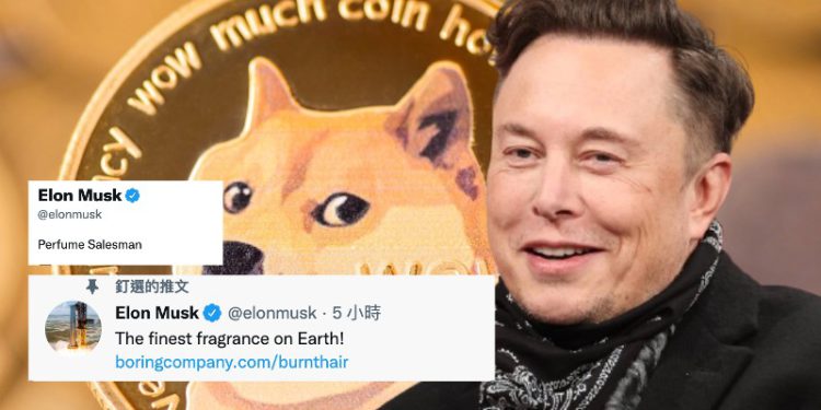 elon | 動區動趨-最具影響力的區塊鏈新聞媒體 馬斯克化身銷售員!推售無聊公司「Burnt Hair」香水,接受狗狗幣支付