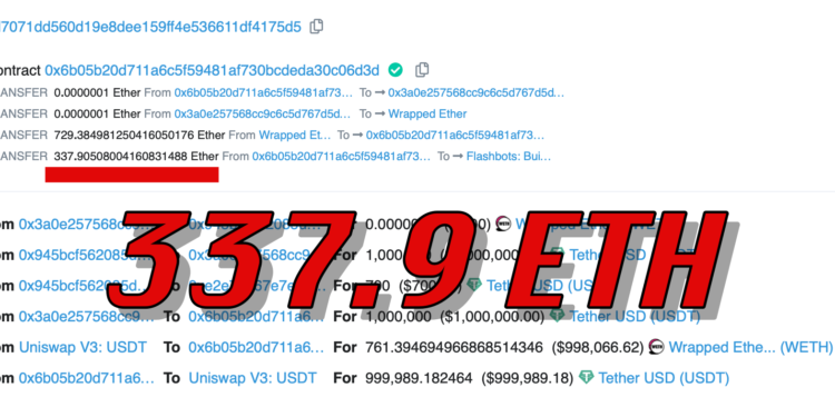 截圖 2022-10-23 17.27.29 | 動區動趨-最具影響力的區塊鏈新聞媒體 以太坊MEV機器人用「338ETH Gas賄賂驗證節點」! 搶跑交易套走百萬USDT