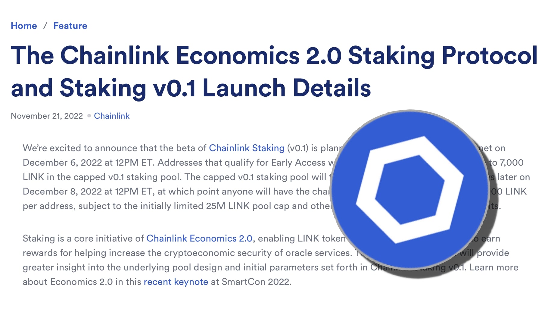 Chainlink 開放質押》第一波12/7 上線以太坊，最多質押7,000 顆LINK | 動區動趨-最具影響力的區塊鏈新聞媒體