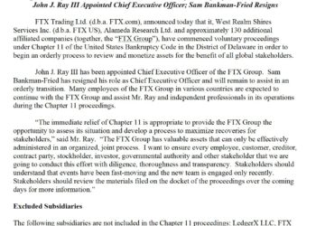 快訊》FTX 發布媒體搞：正式申請 Chapter 11 破產重組程序！