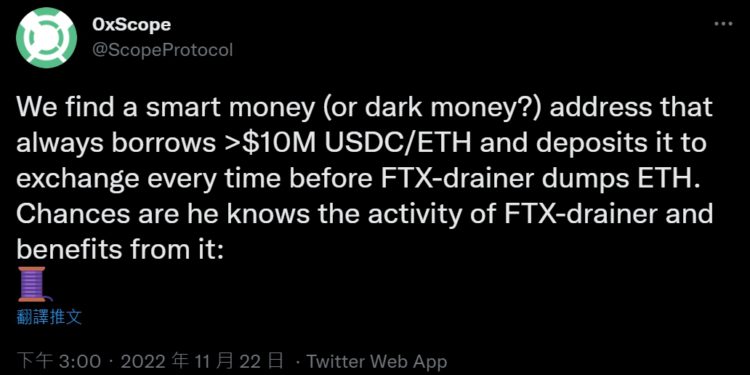 | 動區動趨-最具影響力的區塊鏈新聞媒體 FTX駭客內線》一地址總在駭客砸盤前,借出大量 ETH拋售,疑為相關人士