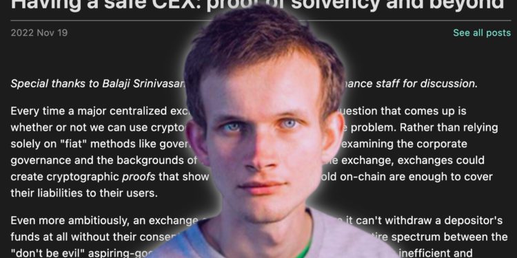 V神提出「安全的CEX : 償付能力證明」: 盼交易所變「非託管」防止挪用客戶資金