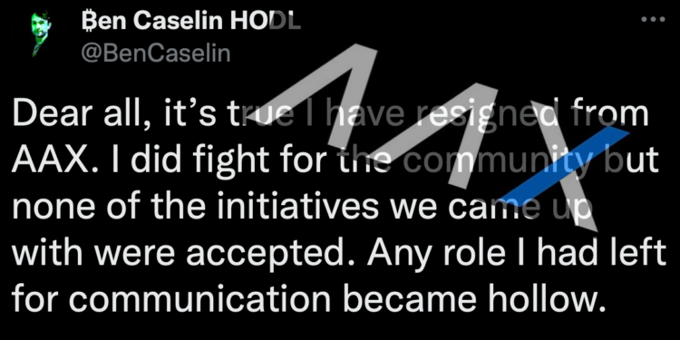 截圖 2022-11-28 16.11.35 | 動區動趨-最具影響力的區塊鏈新聞媒體 快訊》AAX副總裁請辭!稱品牌已不存在;傳台灣用戶吞藥送醫