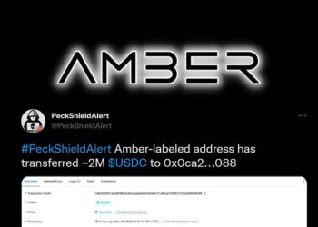 快訊》Amber 地址轉出 200 萬枚 USDC，收款疑為個人交易所地址