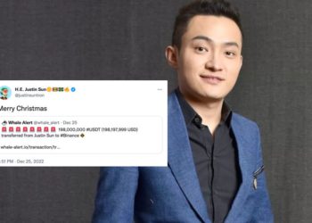 孫宇晨轉入幣安1.98億鎂喊「聖誕快樂」，五分鐘後秒轉出再套現1億鎂