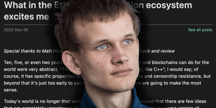 V神「對以太坊技術不再興奮」，更看好落地應用：加密支付、身份生態、DAO未來