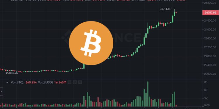 一夜暴漲！比特幣叩關25000、ETH破1700，全網軋空2億鎂