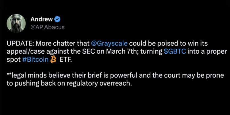 GBTC轉現貨ETF》KOL：灰度對SEC訴訟下月可望勝訴，法院不想過度監管