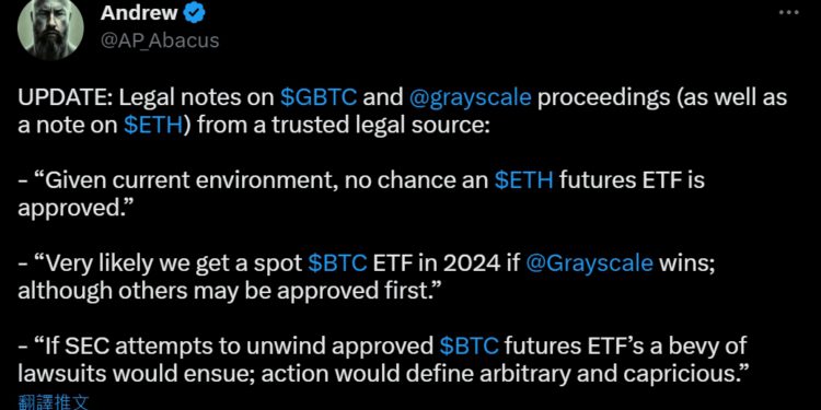 知情人士 :「比特幣現貨 ETF」將在 2024 問世！灰度GBTC官司是關鍵