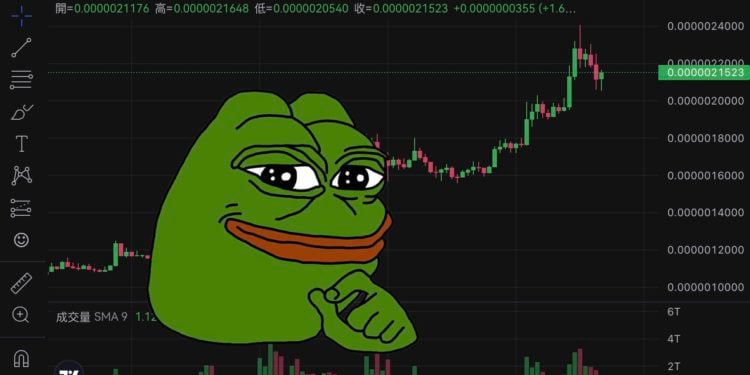 Xnip2023-05-05_10-13-40 | 動區動趨-最具影響力的區塊鏈新聞媒體 $PEPE大軋空!跳漲50%「再創新高」,佩佩蛙市值一度突破10億美元