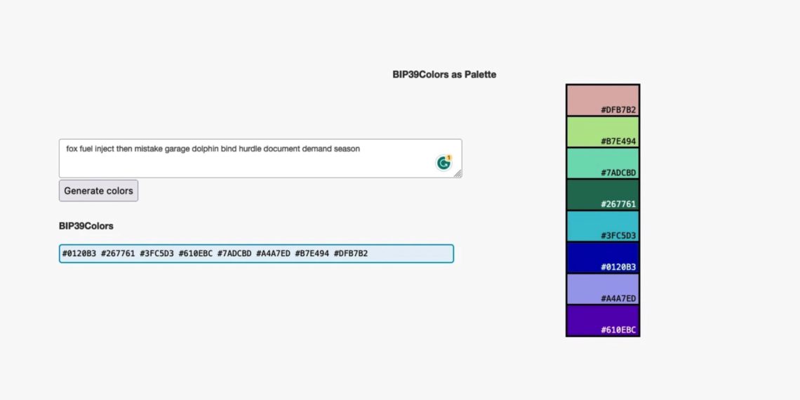bip39-colors | 動區動趨-最具影響力的區塊鏈新聞媒體 將錢包「助記詞」轉換為顏色?BIP39 Colors 如何玩出新花樣