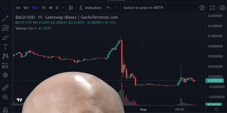 一夜崩盤99%！Base迷因「禿頭幣$BALD」急撤萬枚ETH流動性割韭菜