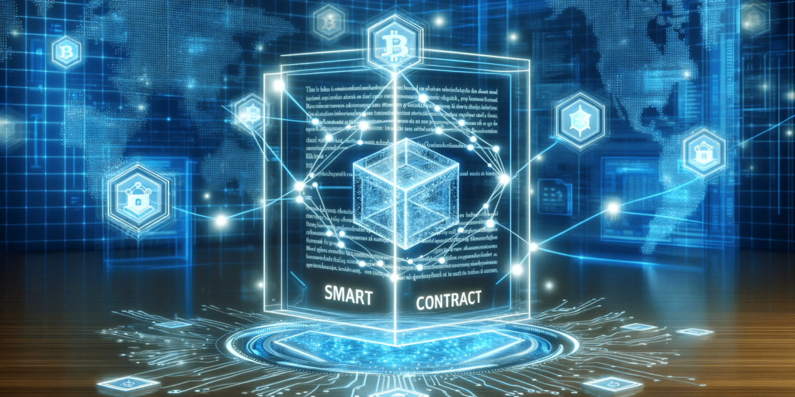 DALLE 2023-11-16 162508 - A digital artwork depicting the concept of a smart contract in the blockchain technology The image features a stylized representation of interconnect 1 | 動區動趨-最具影響力的區塊鏈新聞媒體 科普|智能合約是什麼?有哪些實際應用、優缺點分析