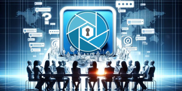 DALLE 2023-11-23 113226 - An image depicting an online platform being questioned by users The scene should include a large symbolic representation of a digital platform perh | 動區動趨-最具影響力的區塊鏈新聞媒體 礦幣交易所SafeTrade真的跑路了?社群怒掀創辦人底細