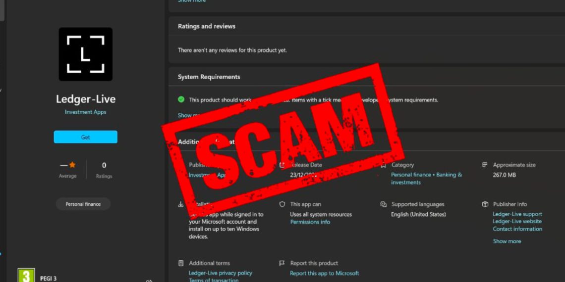 ledger | 動區動趨-最具影響力的區塊鏈新聞媒體 小心!Microsoft商店上線「假冷錢包 Ledger APP」!至今已騙超 76.8 萬美元