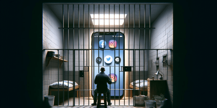 DALLE 2023-12-01 171349 - Create an artistic representation of someone using a smartphone in a prison cell to access a social media platform symbolizing the act of using socia 1 | 動區動趨-最具影響力的區塊鏈新聞媒體 Zhu Su出獄了?時隔九週X發文「gm」旗下交易所OX漲超45%