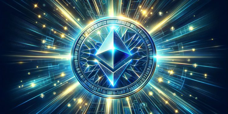 DALLE 2023-12-18 135136 - A wide image 4_2 ratio featuring an Ethereum ETH token as the central subject The Ethereum token should be depicted with a cool dazzling effect | 動區動趨-最具影響力的區塊鏈新聞媒體 評論》以太坊銘文ETHS:本質是金融炒作、不是鏈上革新