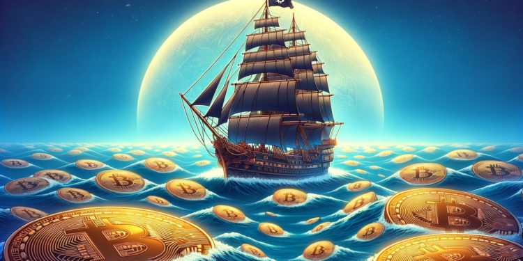 DALLE 2023-12-19 173306 - An image with a 4_25 ratio depicting a large ship sailing towards an ocean filled with Bitcoins The ship should be grand and majestic symbolizing | 動區動趨-最具影響力的區塊鏈新聞媒體 BRC-20不只炒銘文!該關注6個低市值項目:RWA、跨鏈橋、借貸..