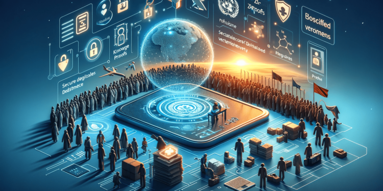 DALLE 2023-12-22 130047 - An engaging and informative banner image for an article about the United Nations High Commissioner for Refugees UNHCR exploring the use of Zero-Know 1 | 動區動趨-最具影響力的區塊鏈新聞媒體 聯合國計畫以ZK零知識證明打造「去中心化數位身份DID」保護難民安全