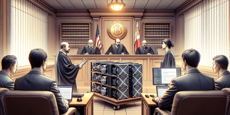 DALLE 2024-01-05 132029 - A digital artwork representing a courtroom setting with a focus on a specific case involving online contract dispute over cryptocurrency mining equipm 1 | 動區動趨-最具影響力的區塊鏈新聞媒體 中國法院新判例》挖礦設備「不適用」消保法、損失自負