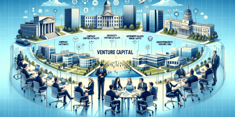 DALLE 2024-02-02 101159 - A professional and informative illustration representing the concept of venture capital The image should be divided into several sections each depic 1 | 動區動趨-最具影響力的區塊鏈新聞媒體 常見的風險投資 VC 架構解析:普通合夥人GP、LP、SPV是什麼?