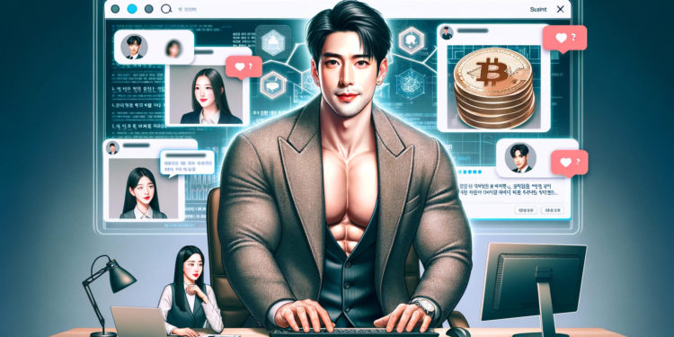 DALLE 2024-02-24 180826 - Create an image showcasing a Korean celebrity-style muscular man prominently featuring his six-pack abs engaging in an online scam targeting two lon 1 | 動區動趨-最具影響力的區塊鏈新聞媒體 男網友端出「六塊肌」勾引投資,兩名寂寞OL被詐76萬枚USDT