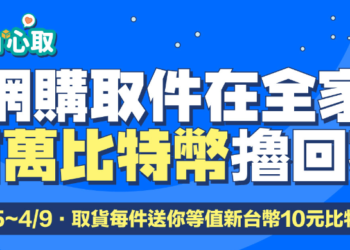 超商取貨送100萬比特幣！幣託合作全家：取件即可免費兌換BTC