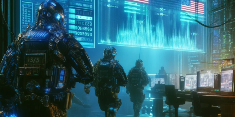 DALLE 2024-05-11 132240 - A dramatic digital illustration showing a futuristic law enforcement operation in the United States aimed at cracking down on an online cryptocurrenc | 動區動趨-最具影響力的區塊鏈新聞媒體 美國 CFTC 要立法禁「加密總統大選賭盤」,反對者喊政府濫權