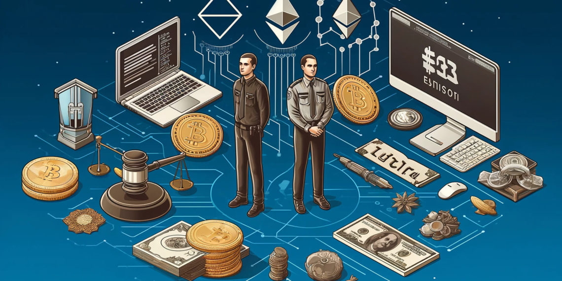 DALLE 2024-05-16 105220 - Create a 2_1 aspect ratio featured image for an article titled_ US Authorities Arrest Two Brothers Accused of Stealing 25 Million in Cryptocurrency 1 | 動區動趨-最具影響力的區塊鏈新聞媒體 MEV攻擊也有罪?美司法部逮捕兄弟檔,指控竊取2500萬鎂加密貨幣,涉詐欺 洗錢