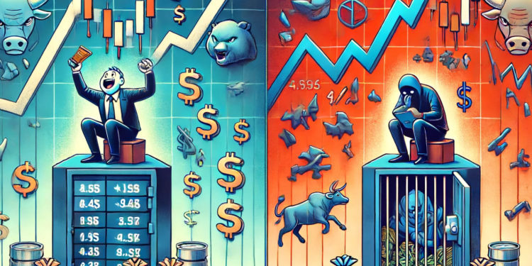 DALLE-2024-06-15-153820-An-image-illustrating-market-sentiment-with-two-contrasting-scenes-On-one-side-show-a-person-at-a-high-price-point-greedily-adding-more-stocks-to-t-2-750x536 | 動區動趨-最具影響力的區塊鏈新聞媒體 完整解密:莊家如何操縱現貨與合約,一步步收割散戶?