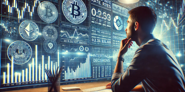 DALLE 2024-07-24 110845 - Create a wide digital image in a 2_1 aspect ratio featuring a person deep in thought contemplating the trends of cryptocurrencies The background sho 1 | 動區動趨-最具影響力的區塊鏈新聞媒體 Fed降息潮將至》Gate研究院:加密市場能夠觸底反轉?