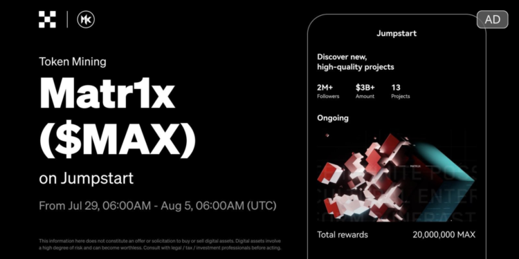 OKX Jumpstart MAX | 動區動趨-最具影響力的區塊鏈新聞媒體 OKX Jumpstart 新幣挖礦:Web3娛樂平台”Matr1x(MAX)” 7/29 上線,如何參與教學