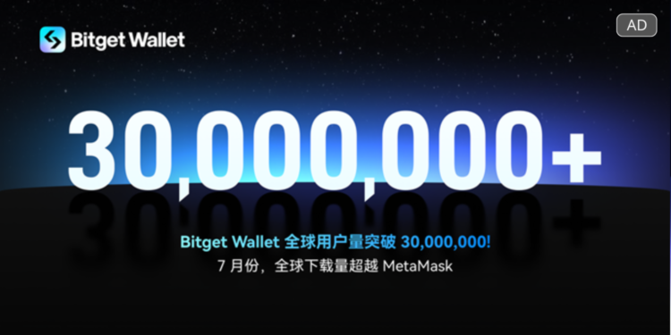 Bitget Wallet 7 月全球下載量超 MetaMask，總用戶突破 3000 萬