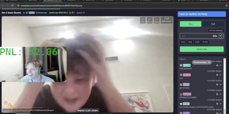 激動小孩Pump.fun直播發迷因幣$Quant爽賺3萬美元，但過早清倉錯失100倍暴利