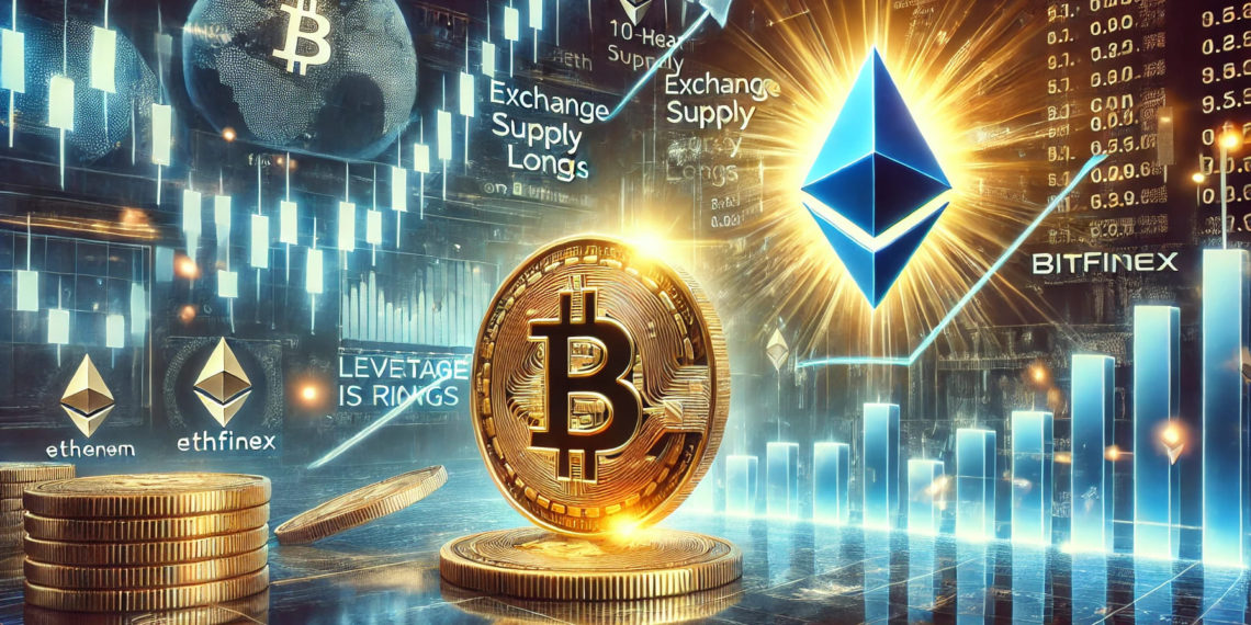 ETH交易所存量創10年新低、Bitfinex比特幣做多倉位創半年新高，反彈要來了？