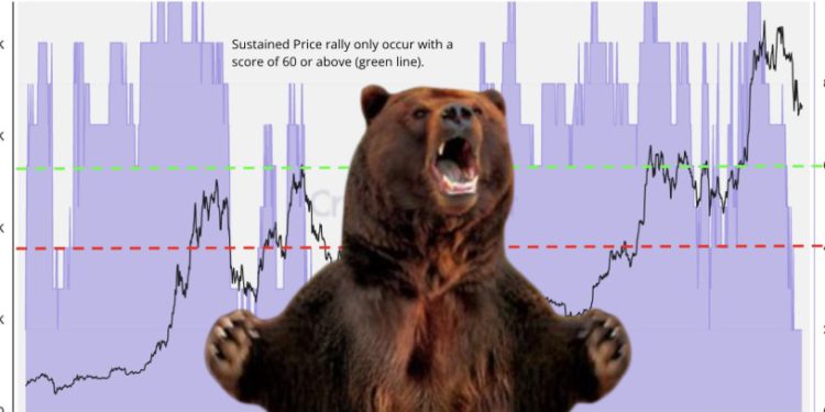 ds | 動區動趨-最具影響力的區塊鏈新聞媒體 熊市真來了?比特幣鏈上「牛市指數」跌至兩年新低,社群驚現2萬血洗目標