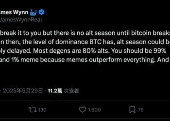 巨鯨 James Wynn 開空單喊「比特幣衝12萬美元」：應投資99%BTC、1%迷因幣