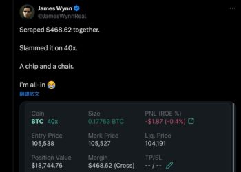 巨鯨變小蝦？James Wynn再開比特幣多單但價值不到2萬美元，支持CZ推暗池DEX：能打爆Hyperliquid