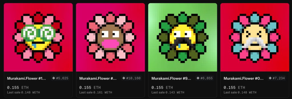 村上隆推出NFT 新作「108 Flowers Revised」，但此前微笑小花NFT 已爛