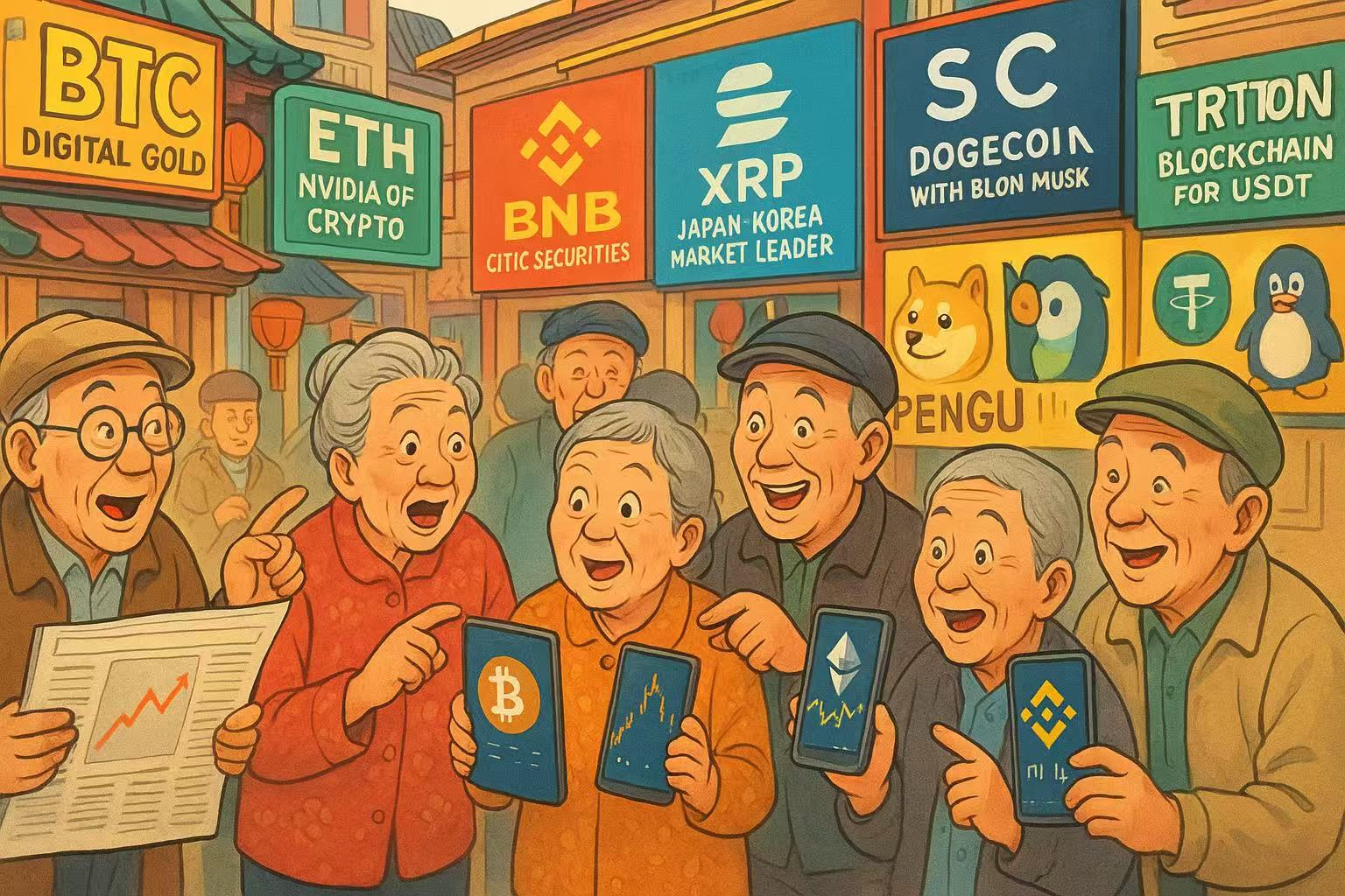 中國A股大媽開喊加密貨幣：比特幣是數位黃金、以太坊是Web3輝達、SOL 是區塊鏈賭場龍頭