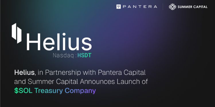 美股醫療公司 Helius 攜手Pantera、Summer Capital 完成 5 億鎂 SOL 金庫，推動 Solana 成為全球資本新引擎