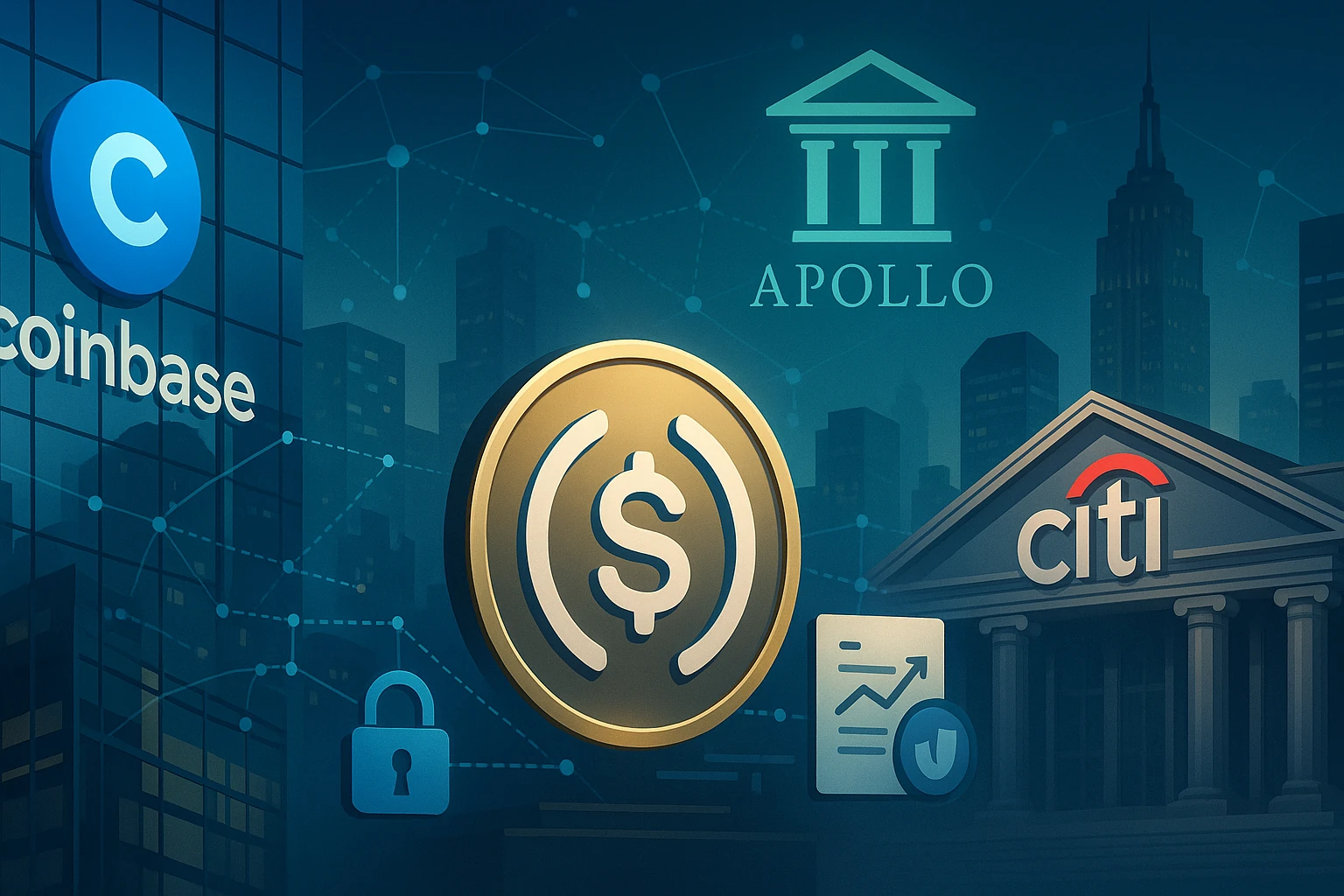 Coinbase聯手花旗推穩定幣支付，再合作Apollo推出StableCoin抵押信貸