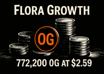 Flora Growth 完成首筆 0G 購入，以均價 2.59 美元買入 772,200 枚 0G