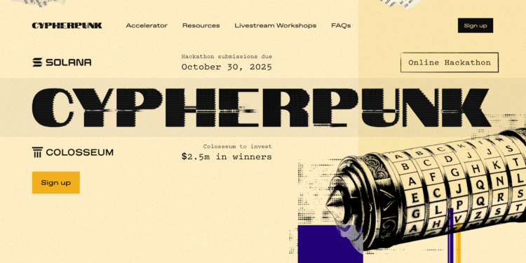 Solana 基金會啟動第十二屆「Cypherpunk」國際黑客松大賽，總獎金超 50 萬美元