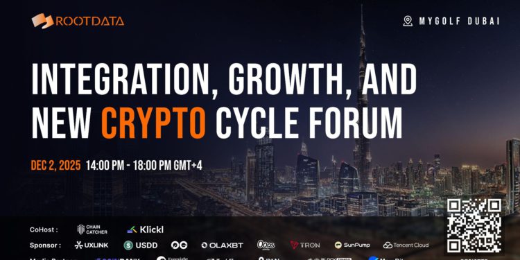 倒計時 5 天》RootData 杜拜論壇下週開幕，聚焦新週期下的融合與增長路徑