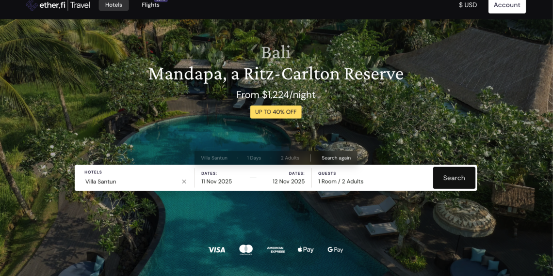 實測》Etherfi Card 訂飯店享 5% 現金回饋，真的更划算？ether.fi Travel 注意事項