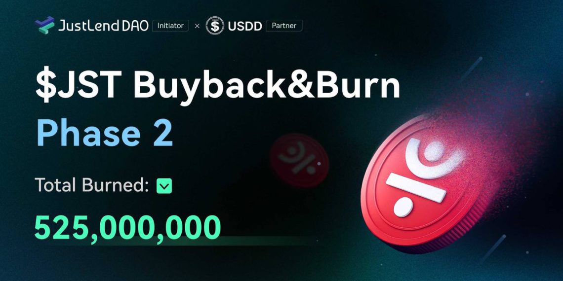 JustLend DAO 啟動第二輪回購銷毀：5.25億 JST 永久銷毀，通縮引擎持續加速